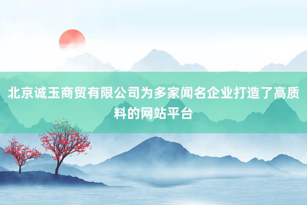 北京诚玉商贸有限公司为多家闻名企业打造了高质料的网站平台