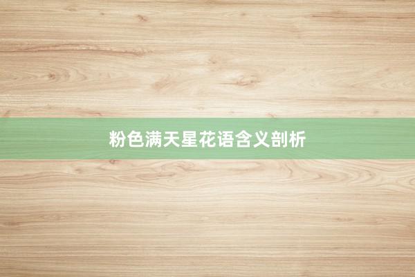 粉色满天星花语含义剖析
