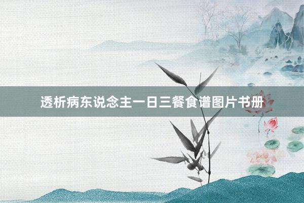 透析病东说念主一日三餐食谱图片书册